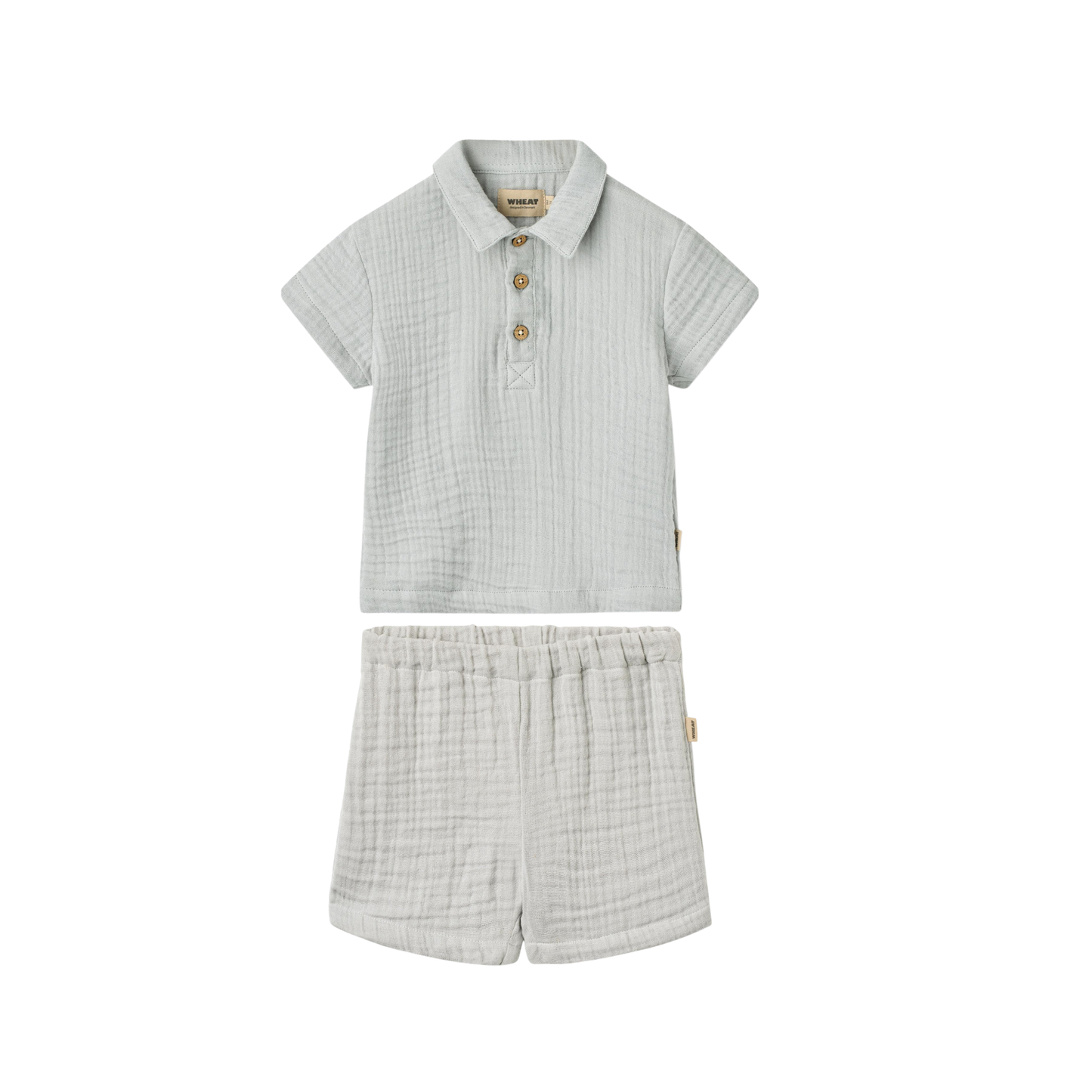 Wheat Light Blue Infant Svend Gauze Shorts Set