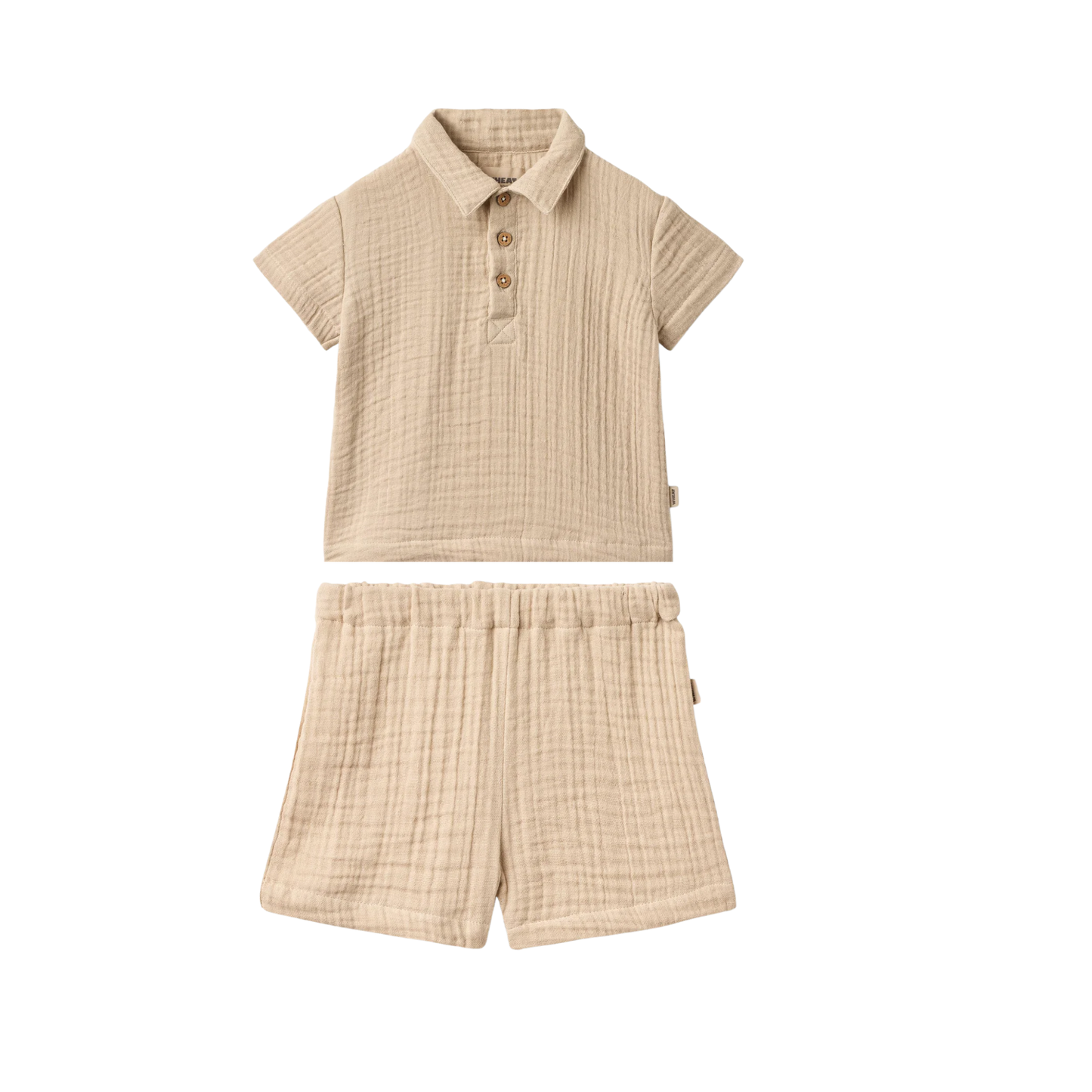 Wheat Warm Sand Infant Svend Gauze Shorts Set