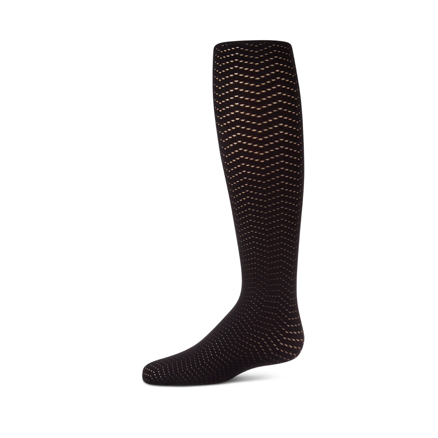 Memoi Black Open Work Wavy Tights