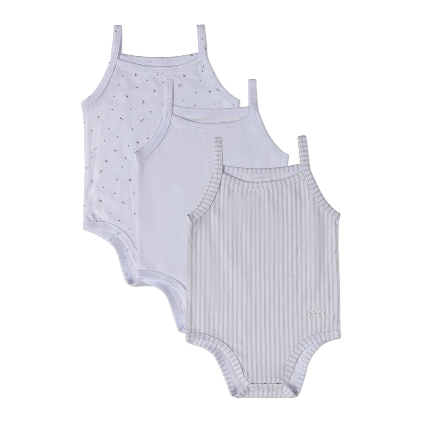 MiniMoi Petite Leaves Cotton Modal Bodysuits 3 Pack
