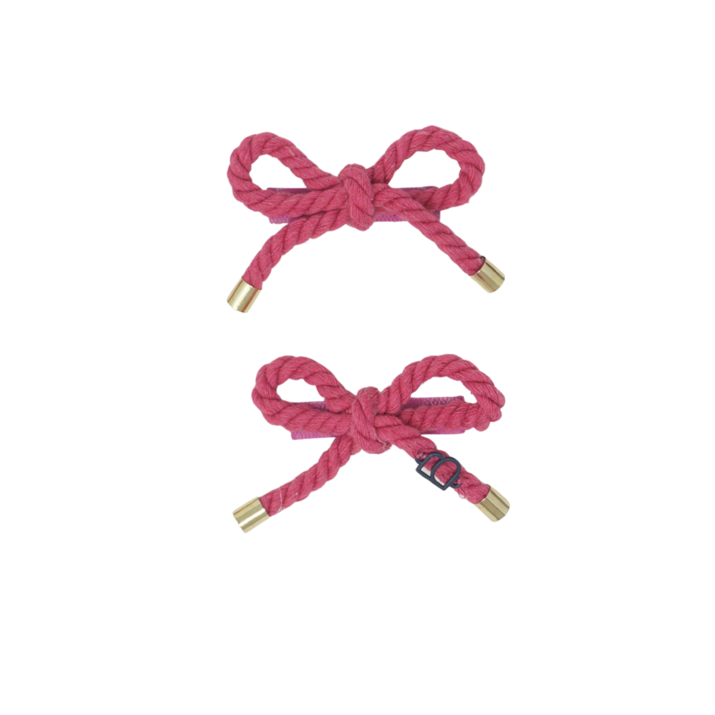 Bandeau Hot Pink Nautical Rope With Gold Edge Collection Mini Bow Clip Set