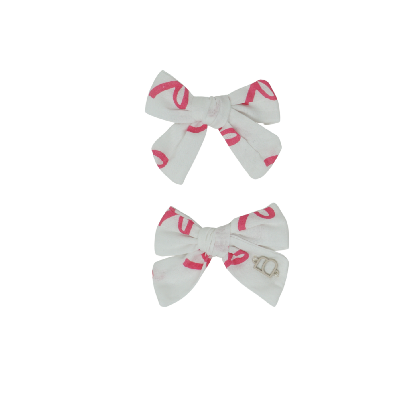 Bandeau Hot Pink Bows Cotton Bow Printed Collection Mini Bow Clip Set
