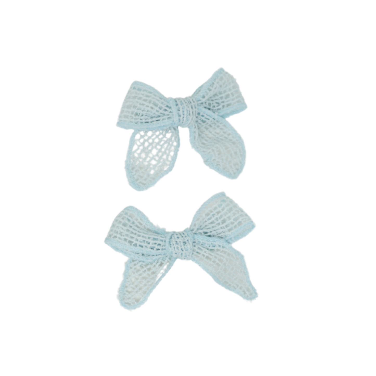 Bandeau Pale Blue Netting Crochet Collection Mini Bow Clip Set