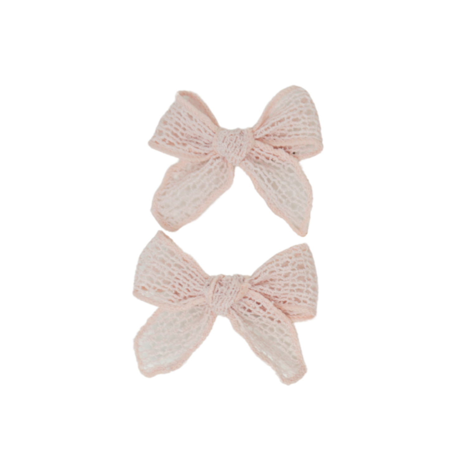 Bandeau Pale Pink Netting Crochet Collection Mini Bow Clip Set