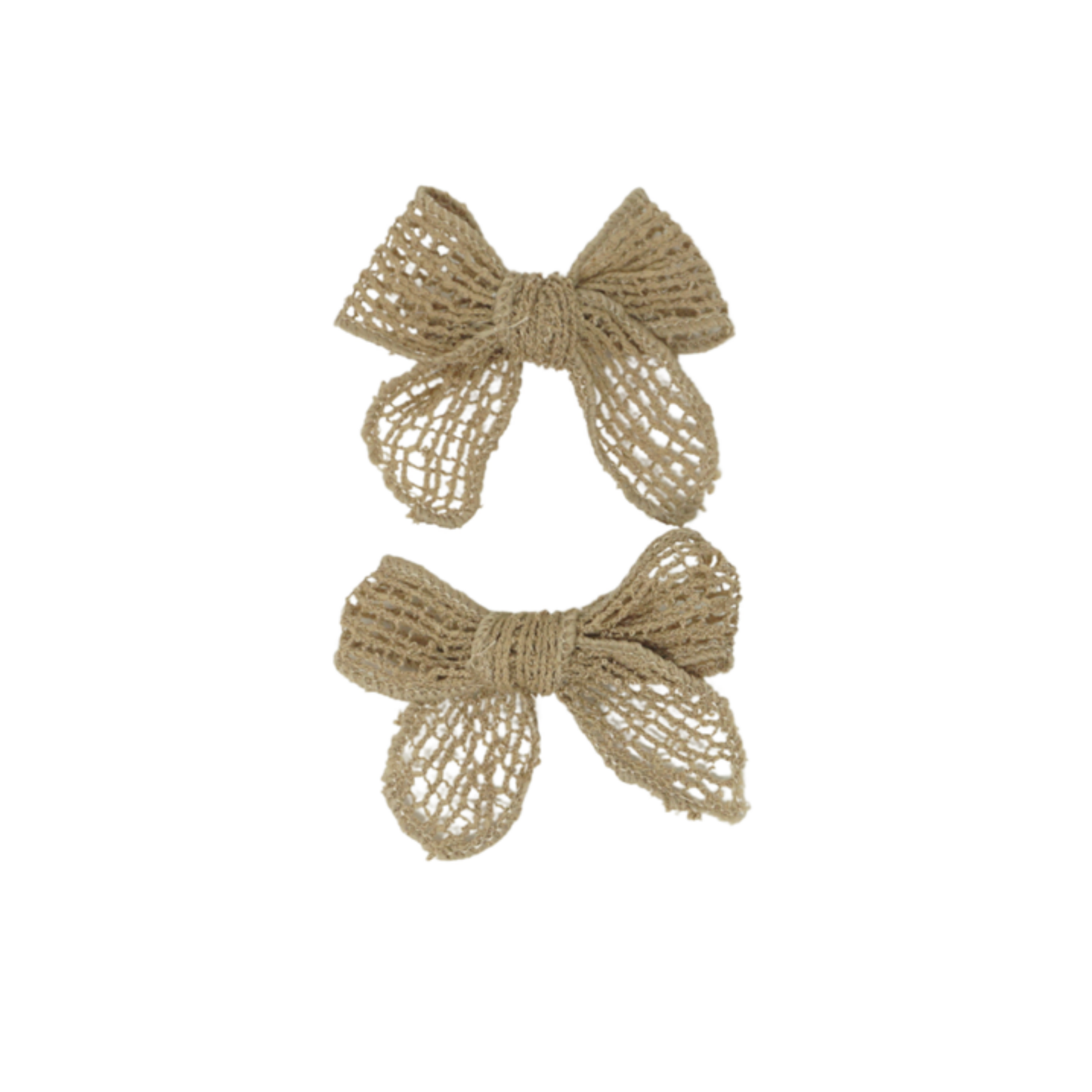 Bandeau Taupe Netting Crochet Collection Mini Bow Clip Set