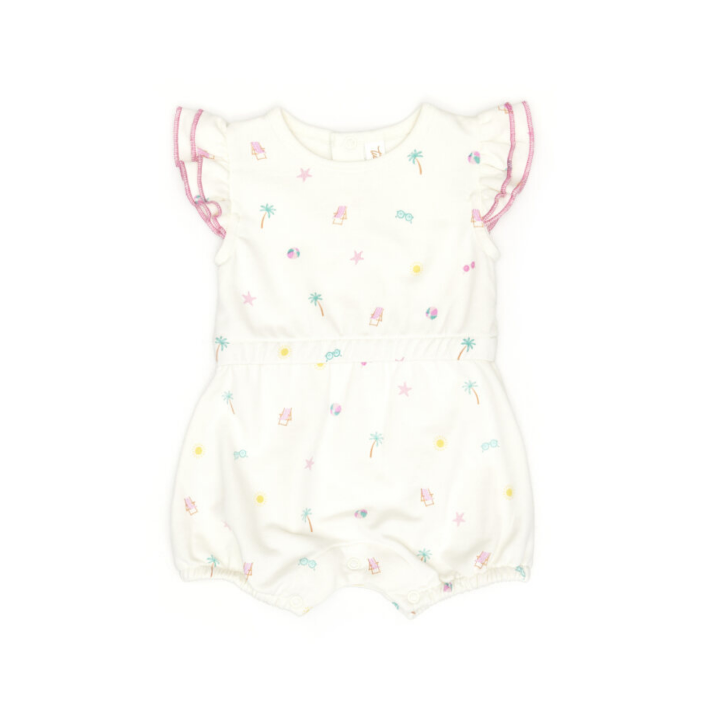 Tuntun Natural Ruffle Strawberries Romper