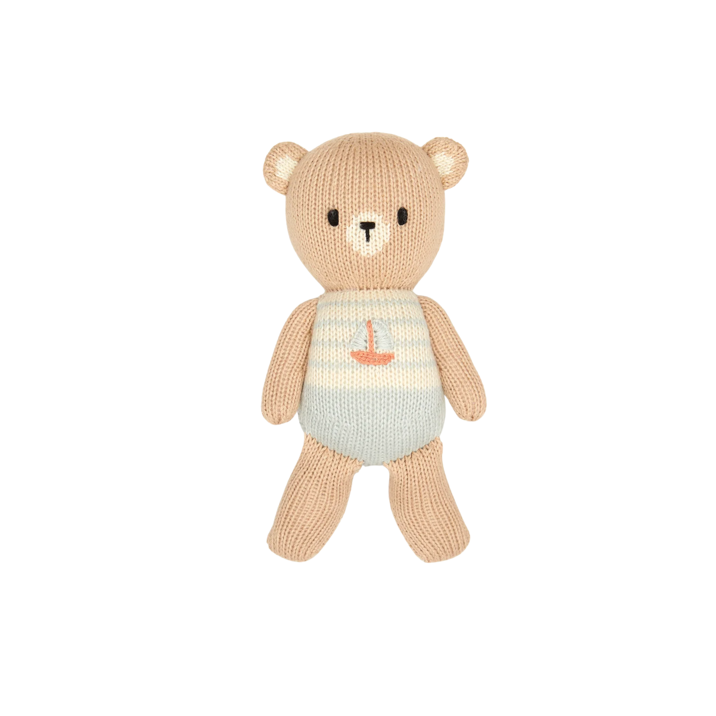 TunTun Light Blue & Natural Baby Bear With Sailboat