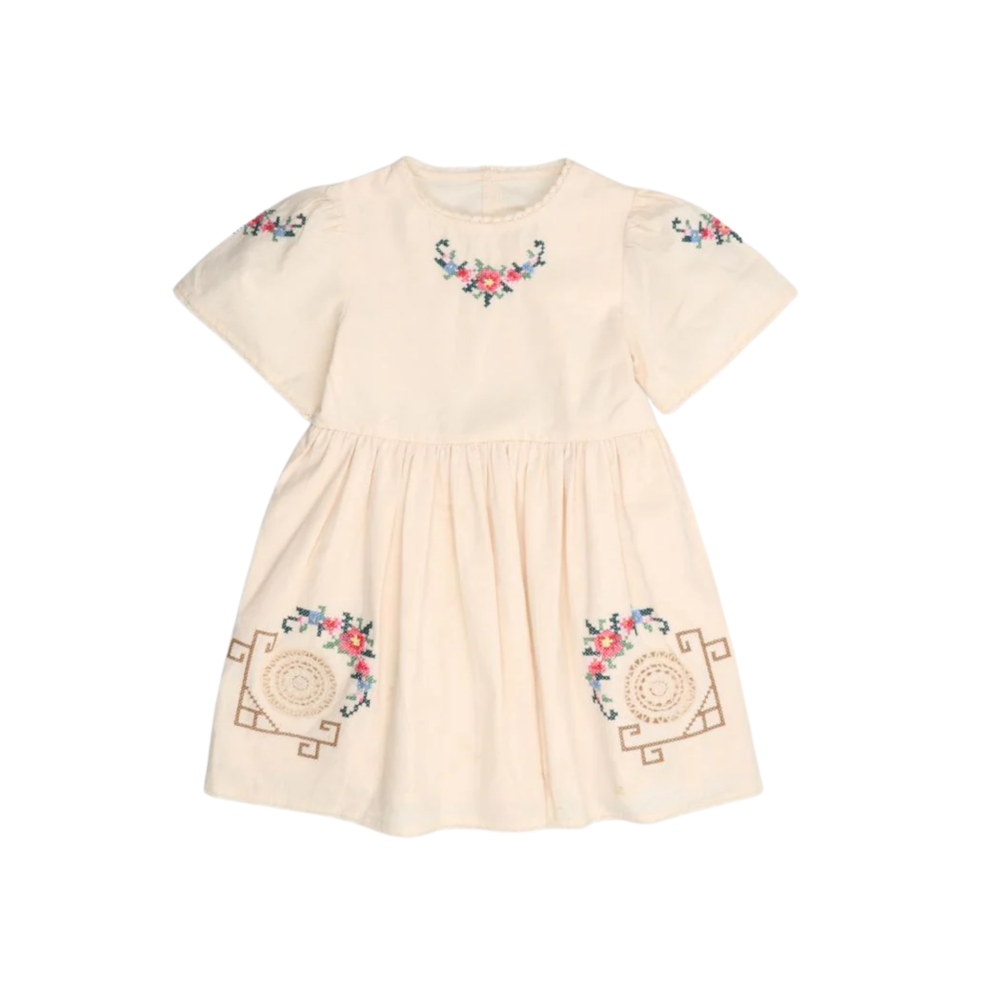 The New Society Ecru Narcise Short Sleeve Dress
