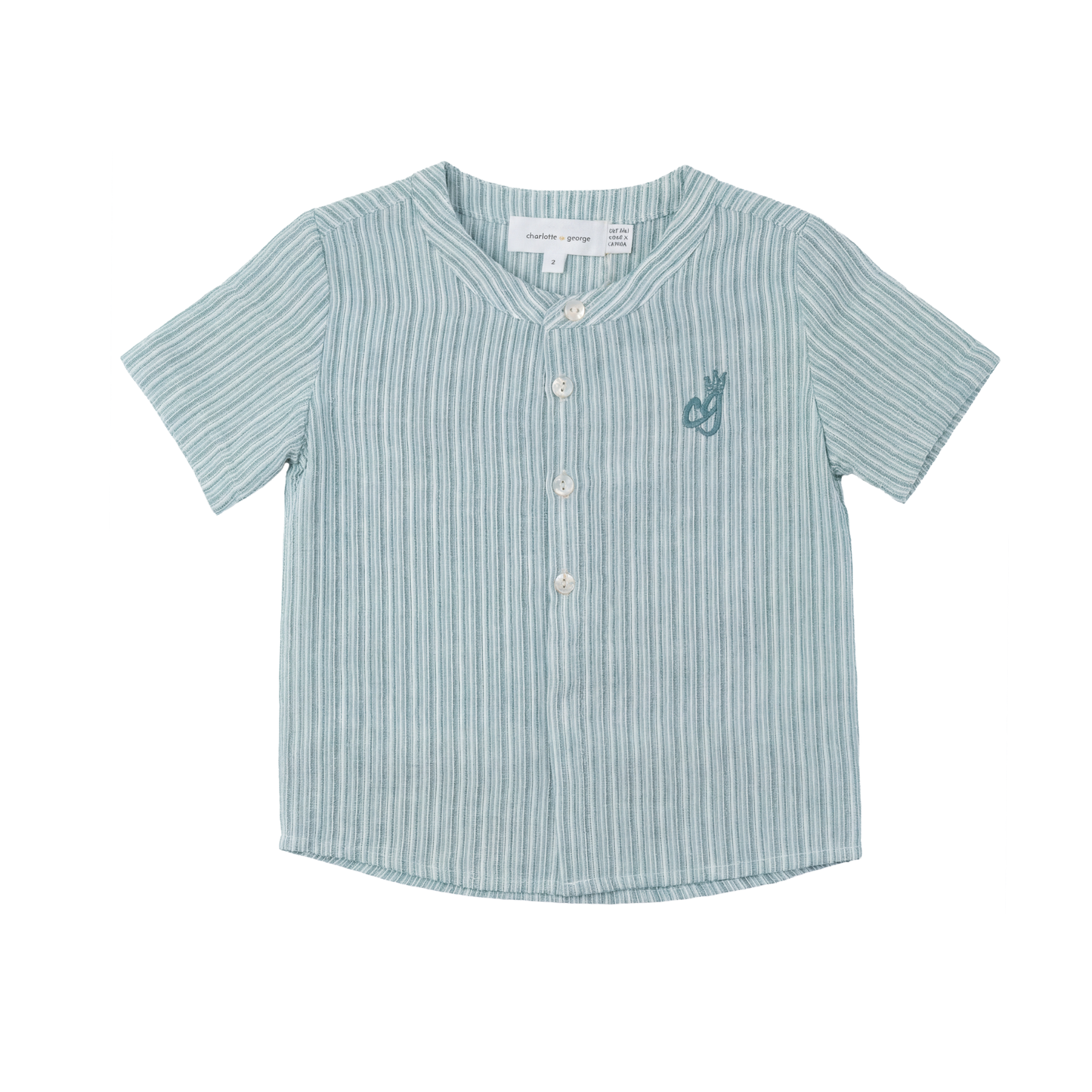 Charlotte & George Dusty Blue Shirt In Cotton Striped Fabric