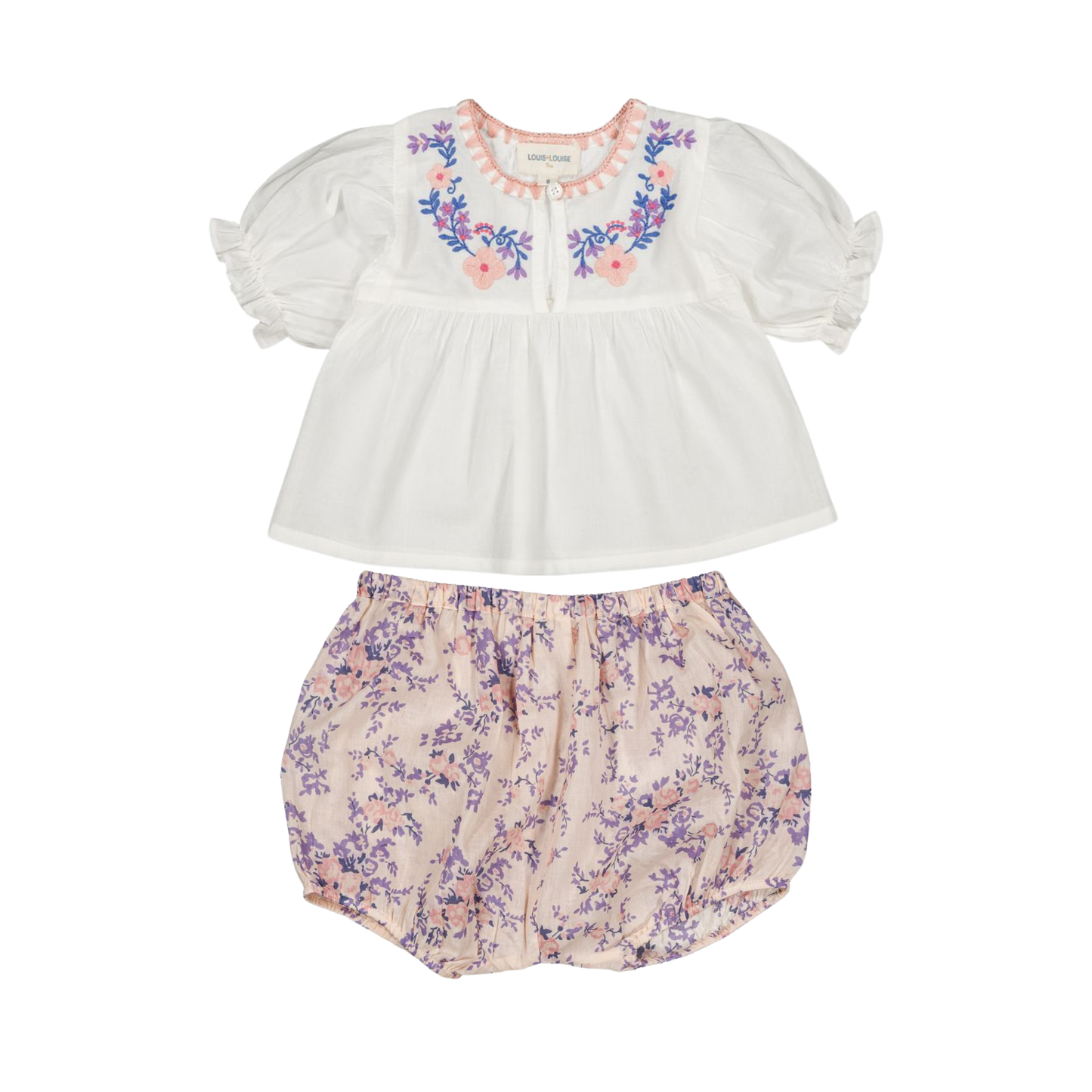 Louis Louise Off White Pooni Short Sleeve Bloomer Set