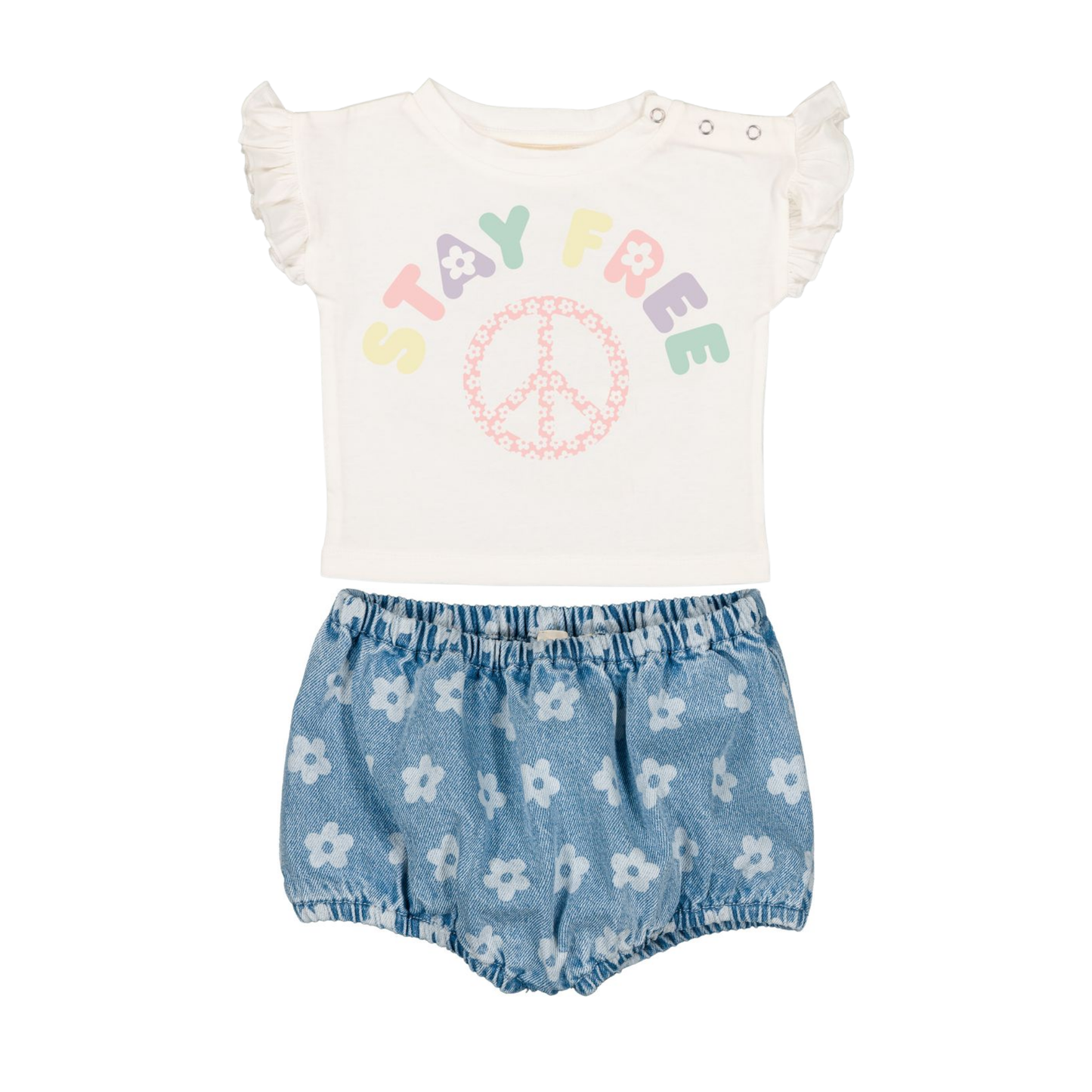 Louis Louise Off White/ Lt Blue Jersey Free Bloomer Set