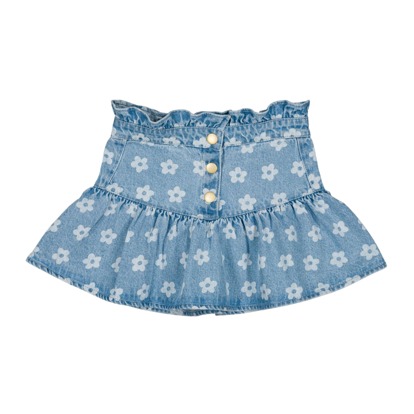 Louis Louise Light Blue Pipeau Denim Flower Skirt