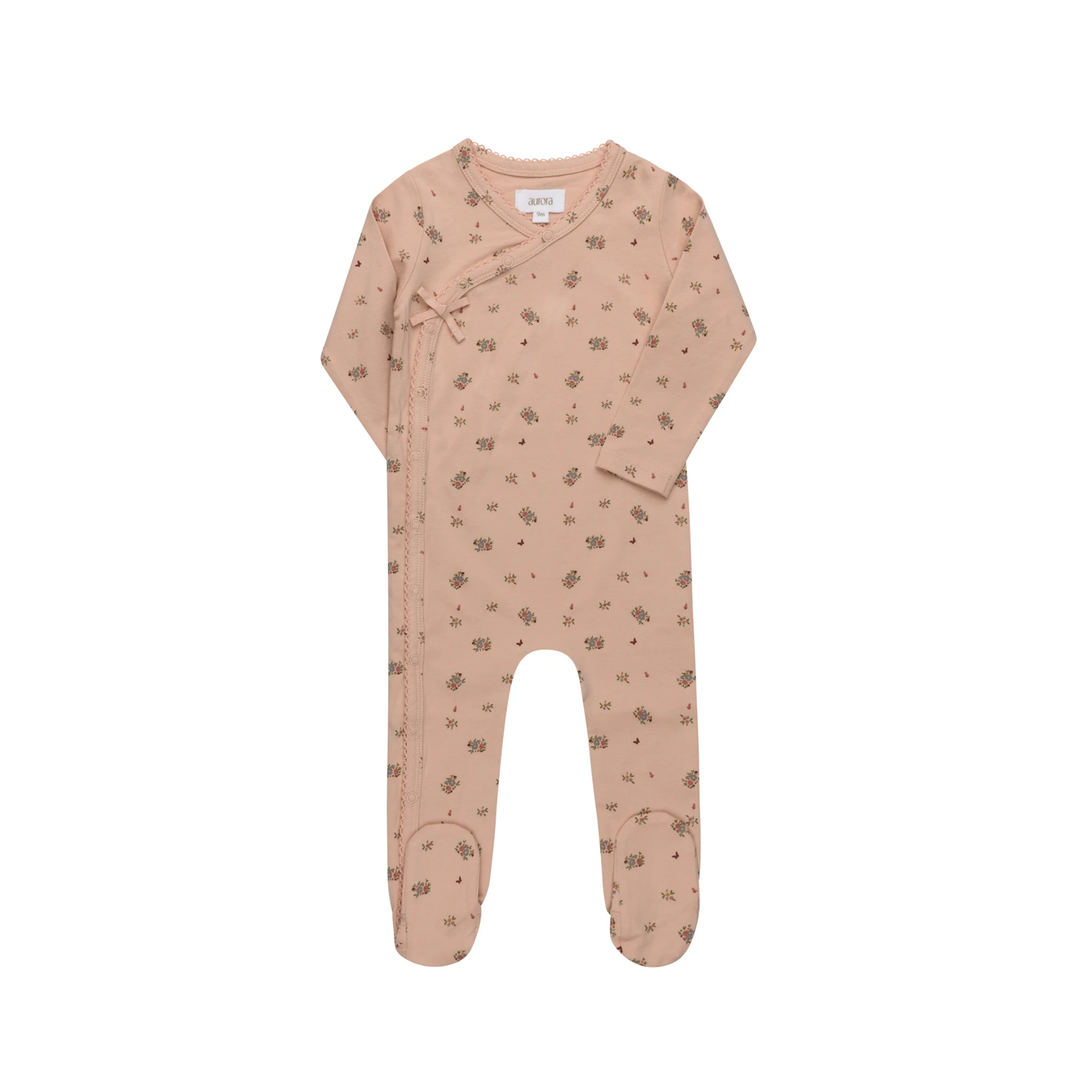 Aurora Pink Jersey Cotton Floral Print Collection Footie