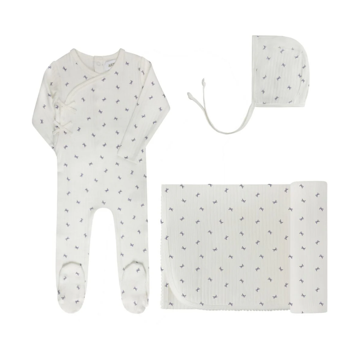 Aurora Ivory Lilac Bow Pattern Collection Take Me Home Set