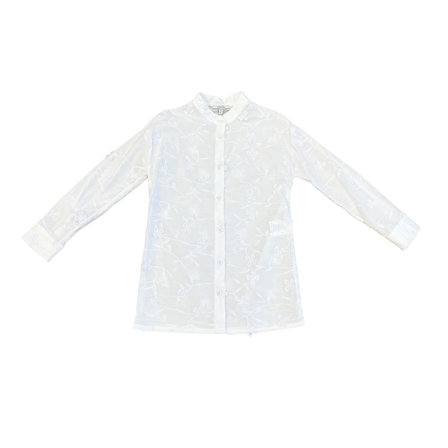 Piccola Ludo White Embroidered Floral Shirt