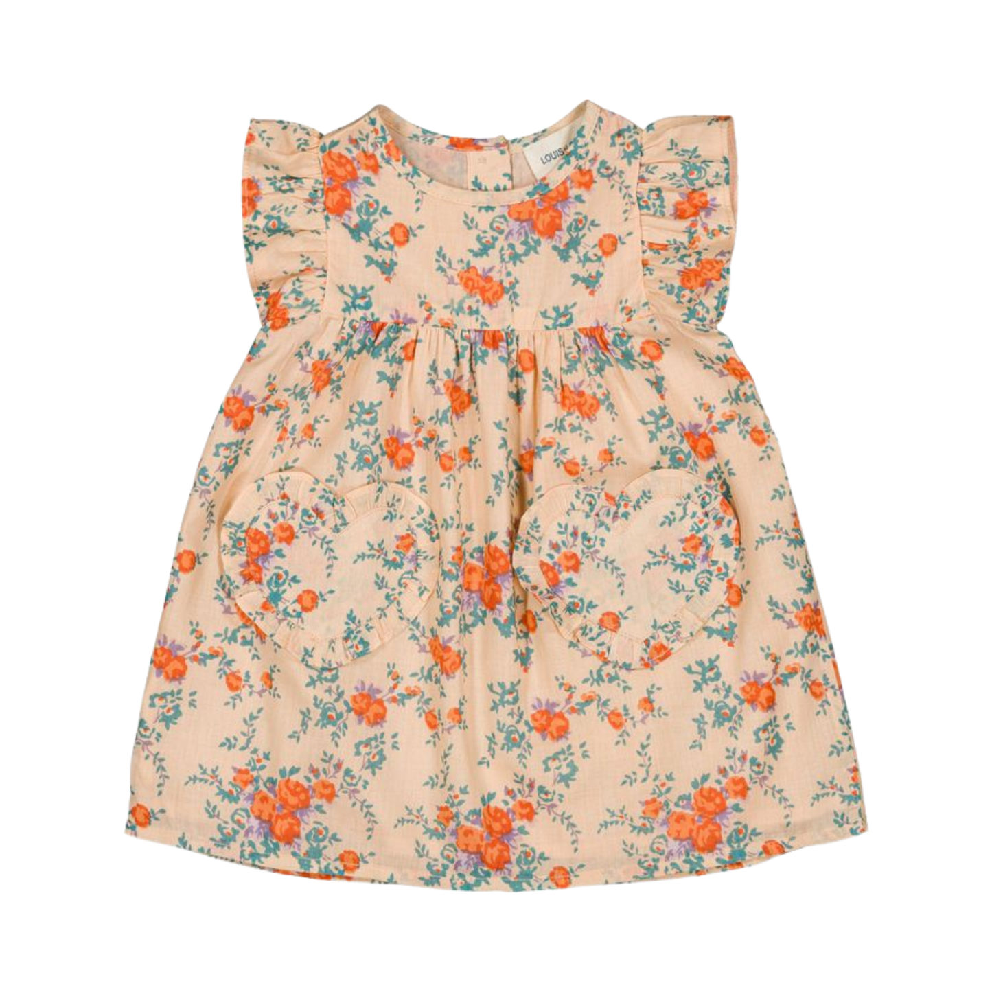 Louis Louise Nude/Orange Ethie Bouquet Short Sleeve Dress