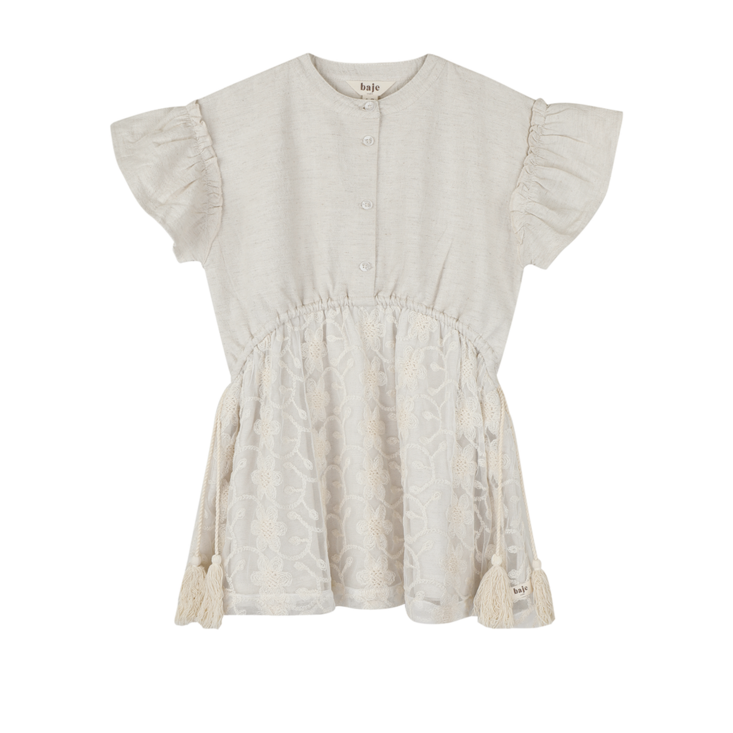 Baje Off-white Claudie Lace Short Sleeve Dress