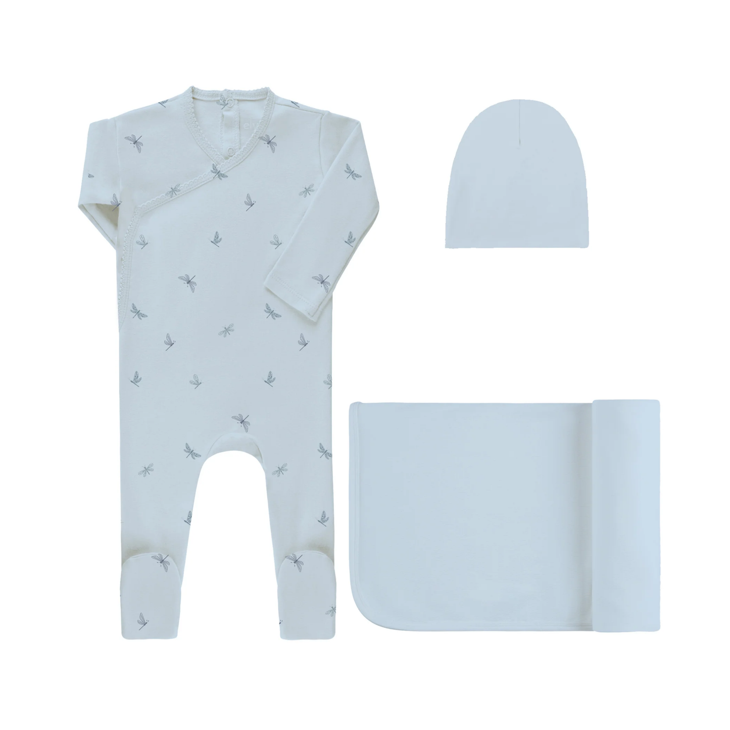Aurora Blue Jersey Cotton Butterfly/Dragonfly Collection Take Me Home Set