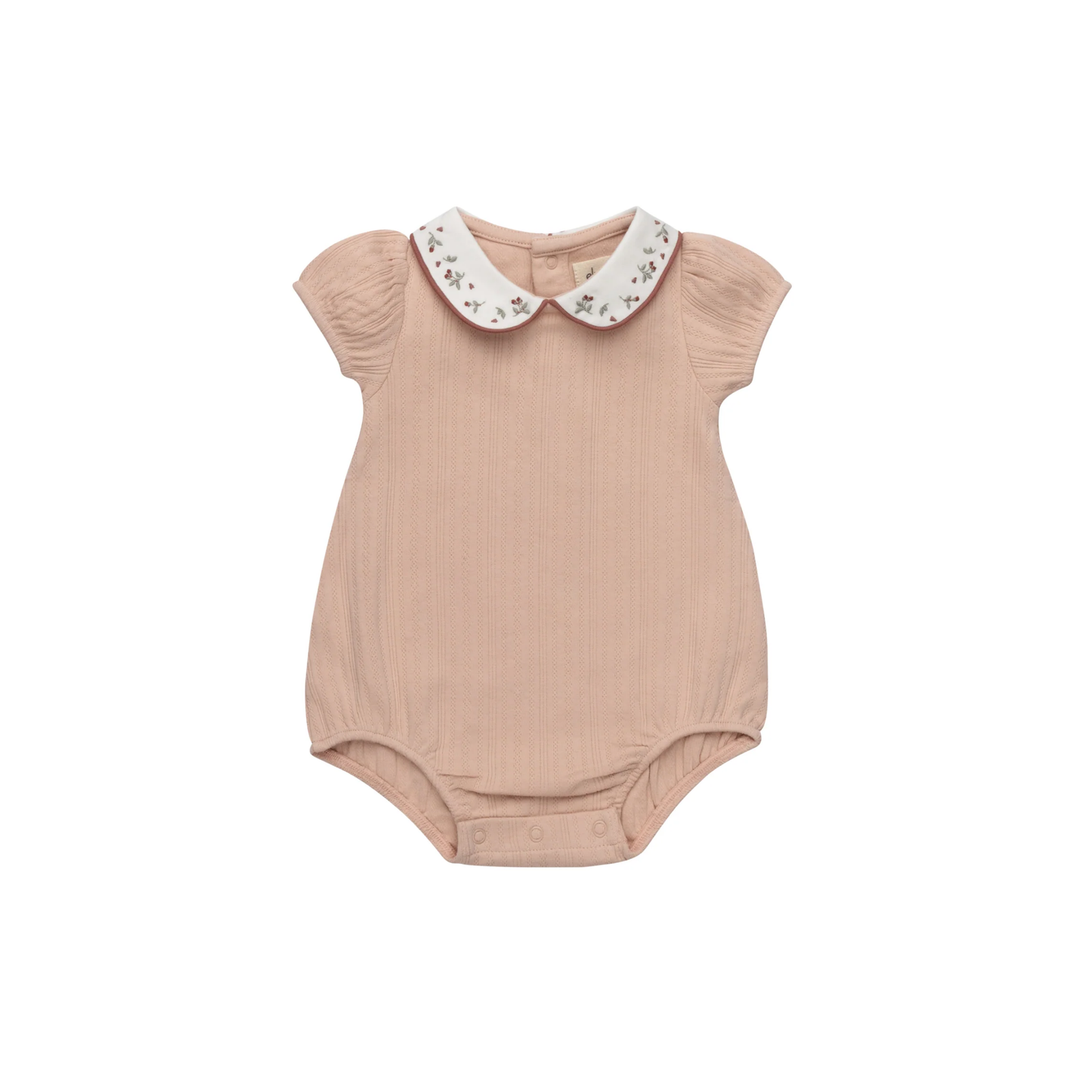 Ely's & Co Pink Floral Embroidered Collar Collection Romper