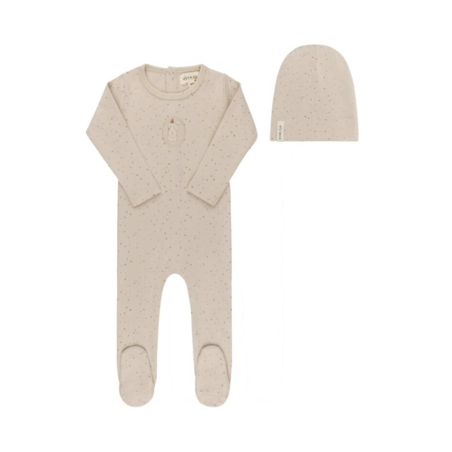 Ely's & Co Tan Cotton Bunny Collection Footie + Beanie