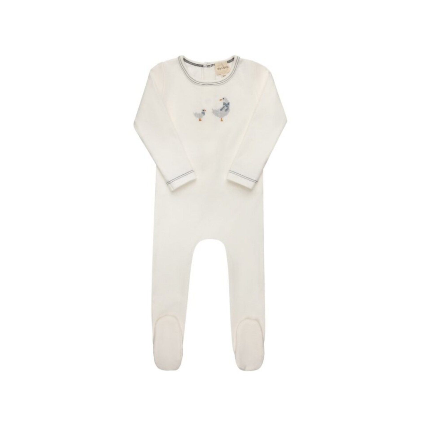 Ely's & Co Ivory Blue Cotton Footie