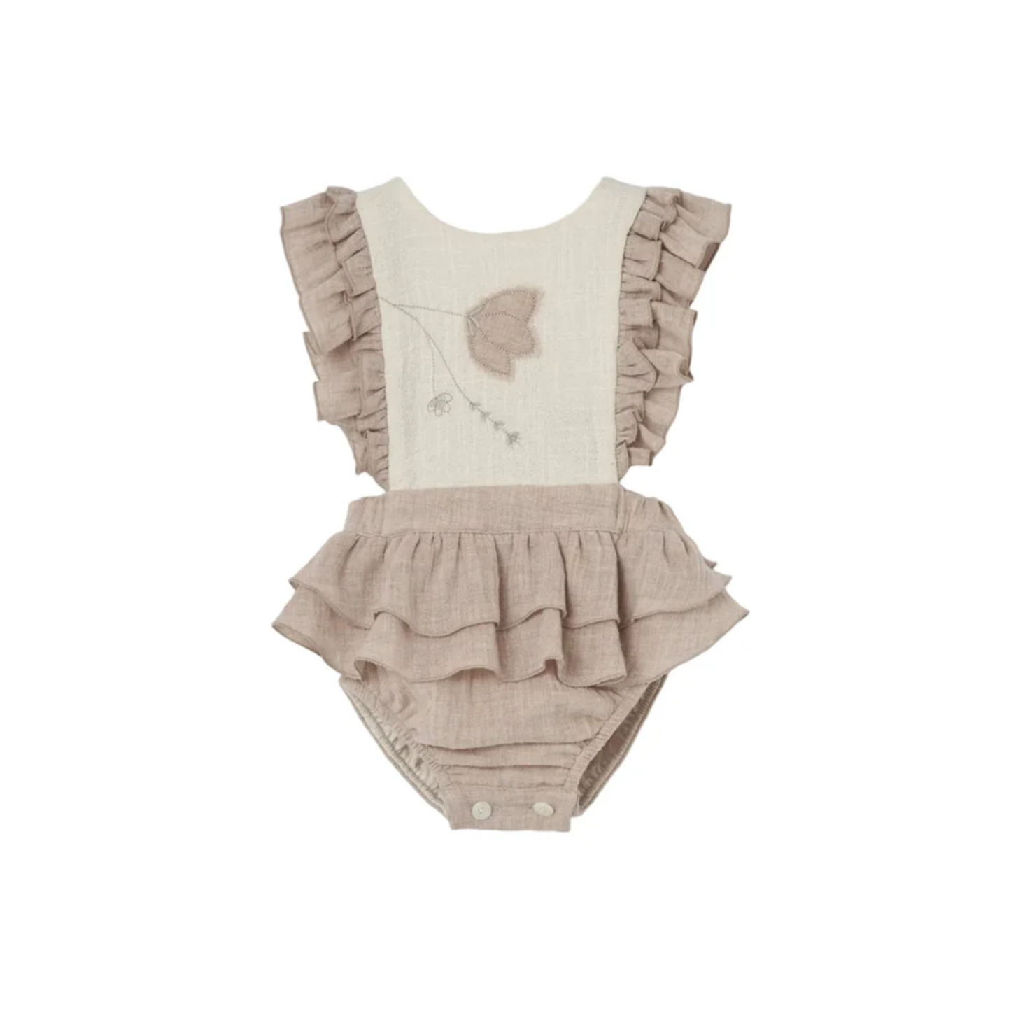 Popelin Sand Embroidered Romper