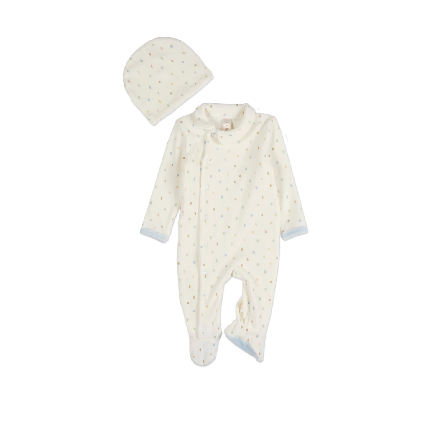 MiniMoi Playful Dots Velour 2Pc Footie Set