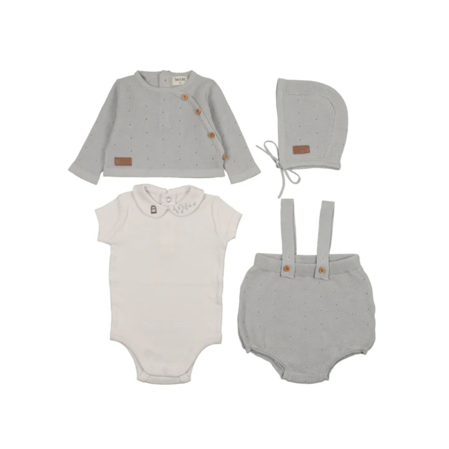 Bee And Dee Dusty Blue Boutique Leather Tab Knit Set