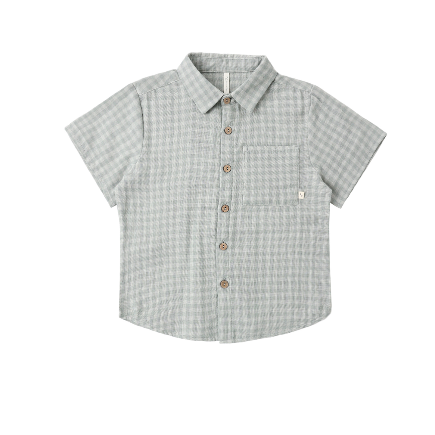 Rylee+Cru Green Gingham Collared Short Sleeve Shirt