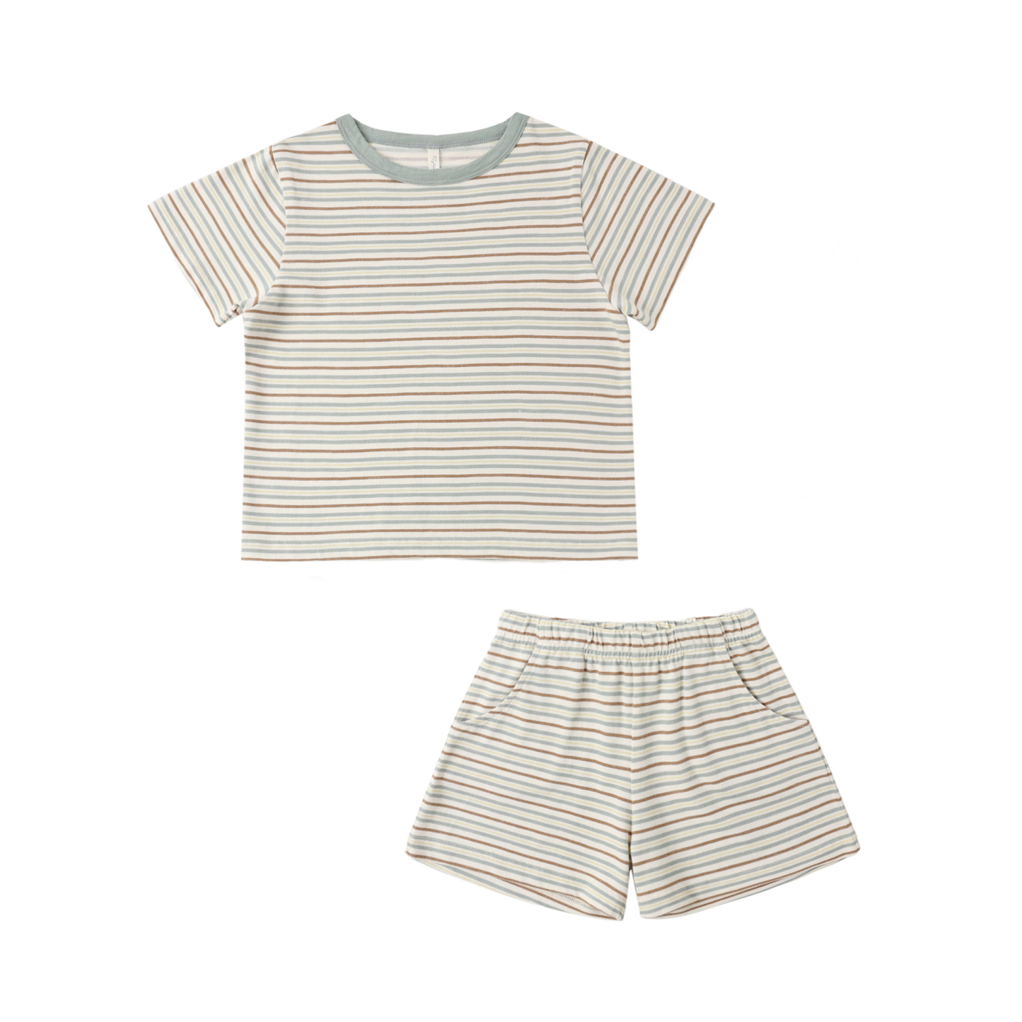 Rylee+Cru Green Vintage Stripe Shorts Set
