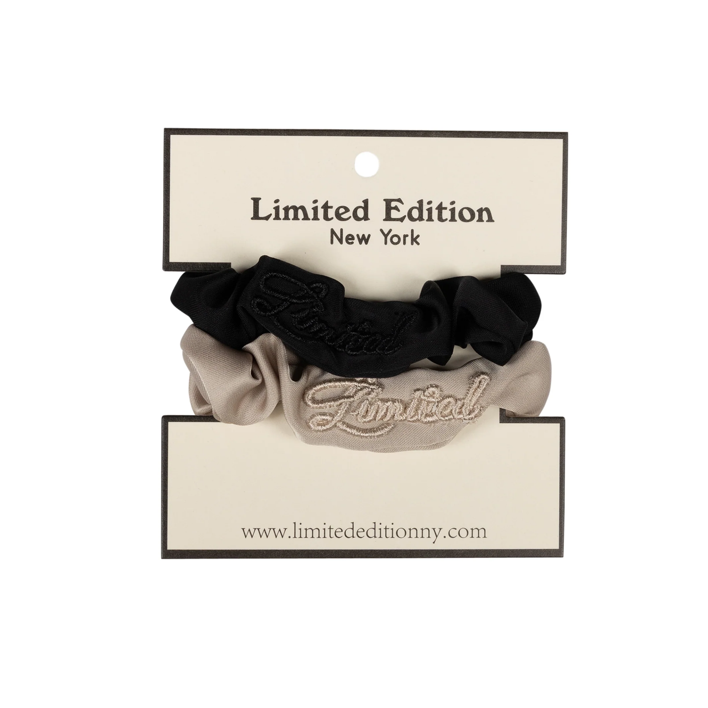 Limited Edition Black/Sand Monochromatic Satin Mini Scrunchie Set