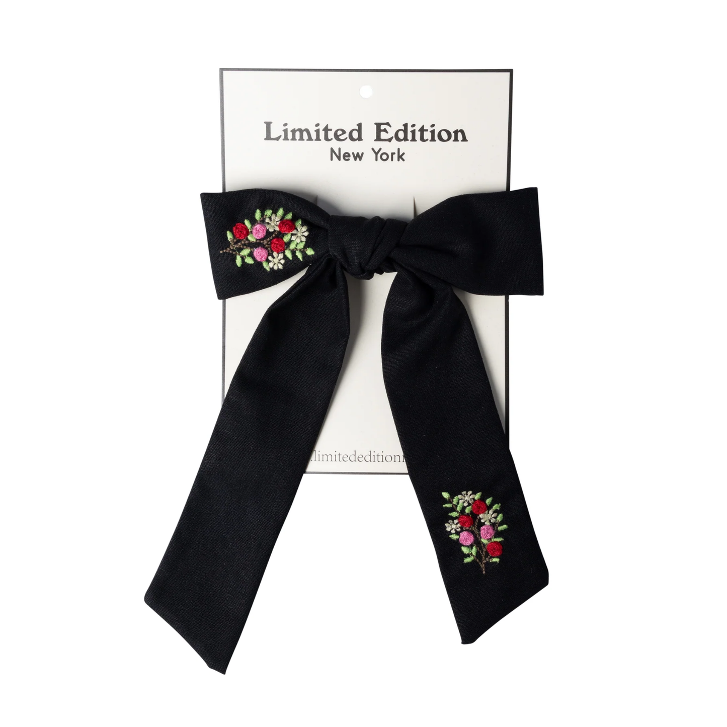 Limited Edition Black Floral Embroidered Bow