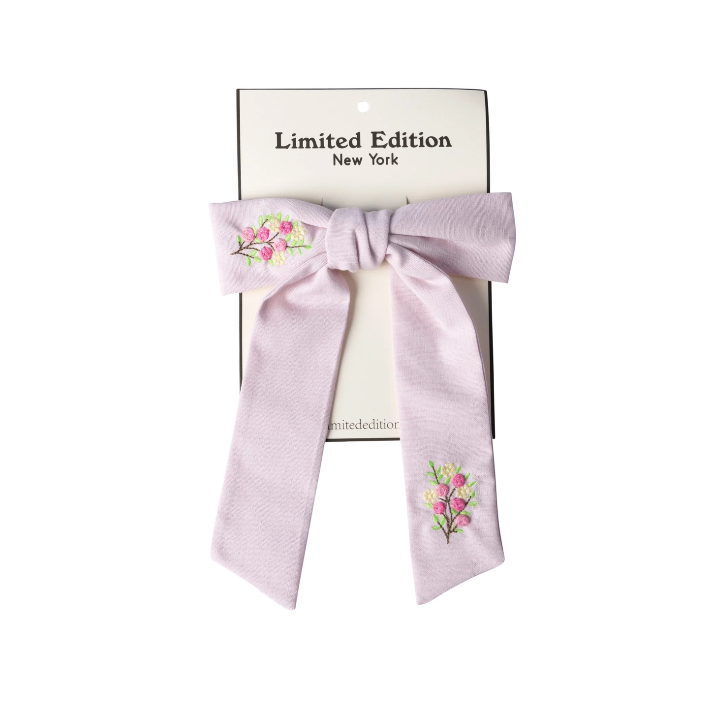Limited Edition Pale Pink Floral Embroidered Bow