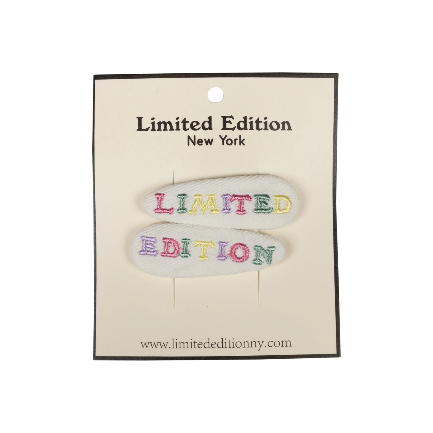Limited Edition White Embroidered Logo Snap Clip Set