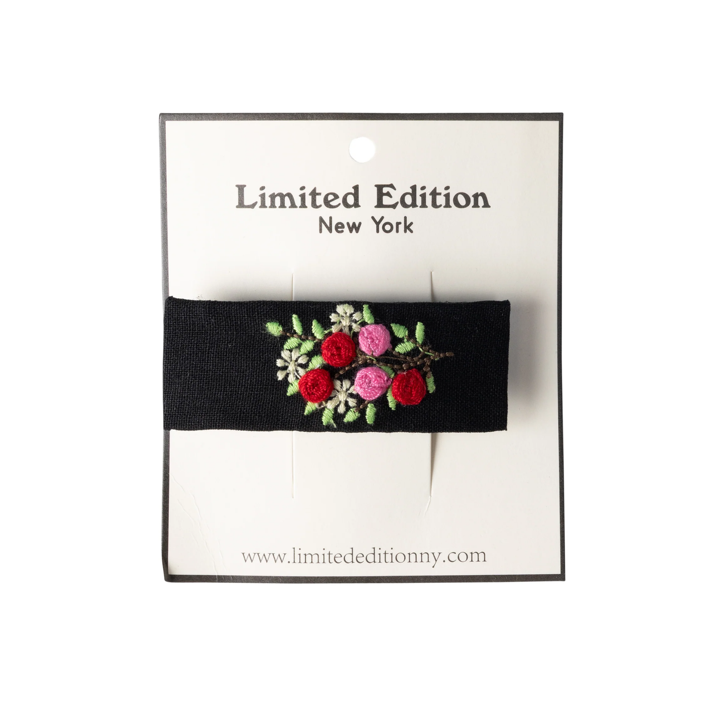 Limited Edition Black Floral Embroidered Hair Clip