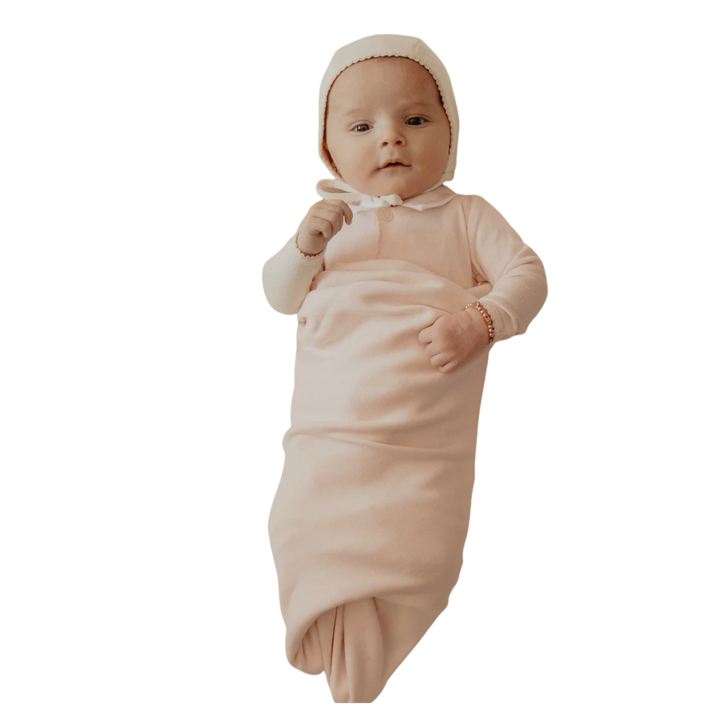 Little Parni Pink Pointelle Cardigan Set Layette Set + Bonnet