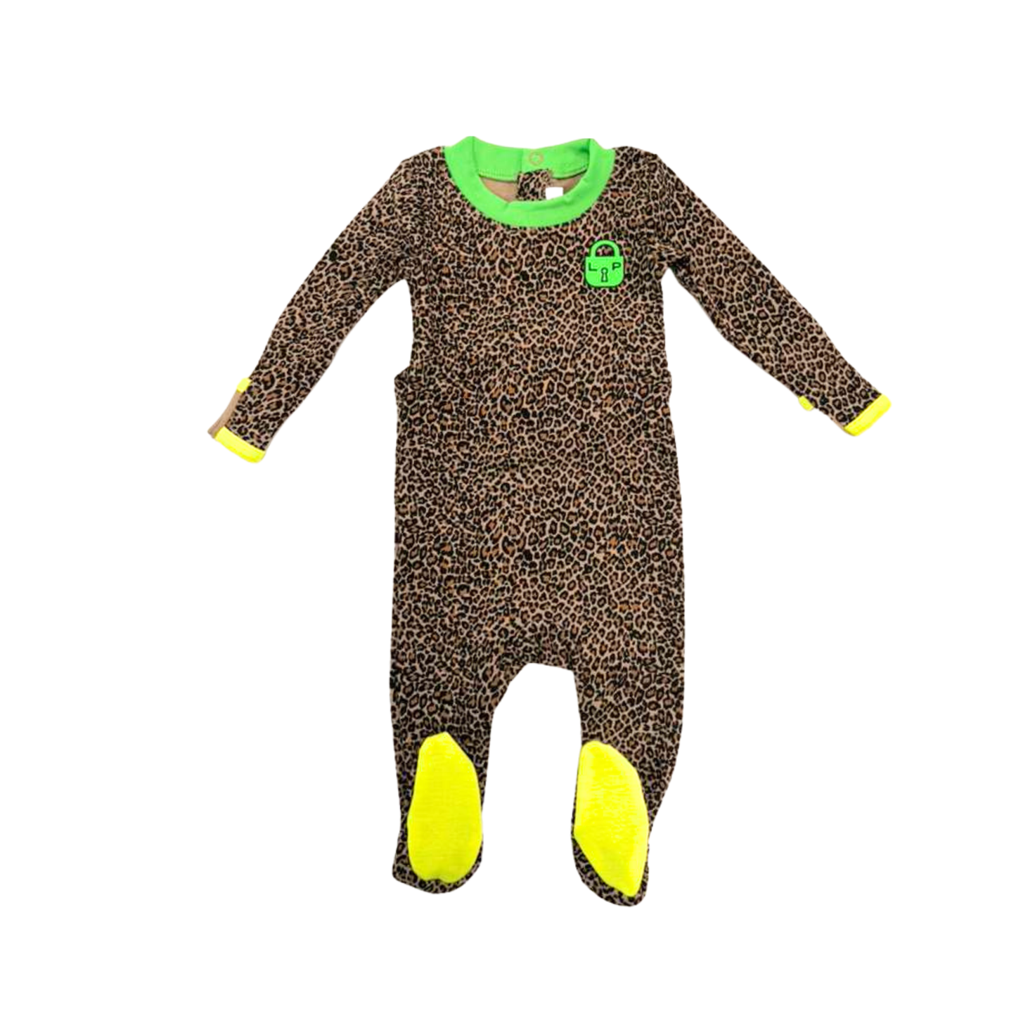 Little Parni Leopard/Green Leopard Footie