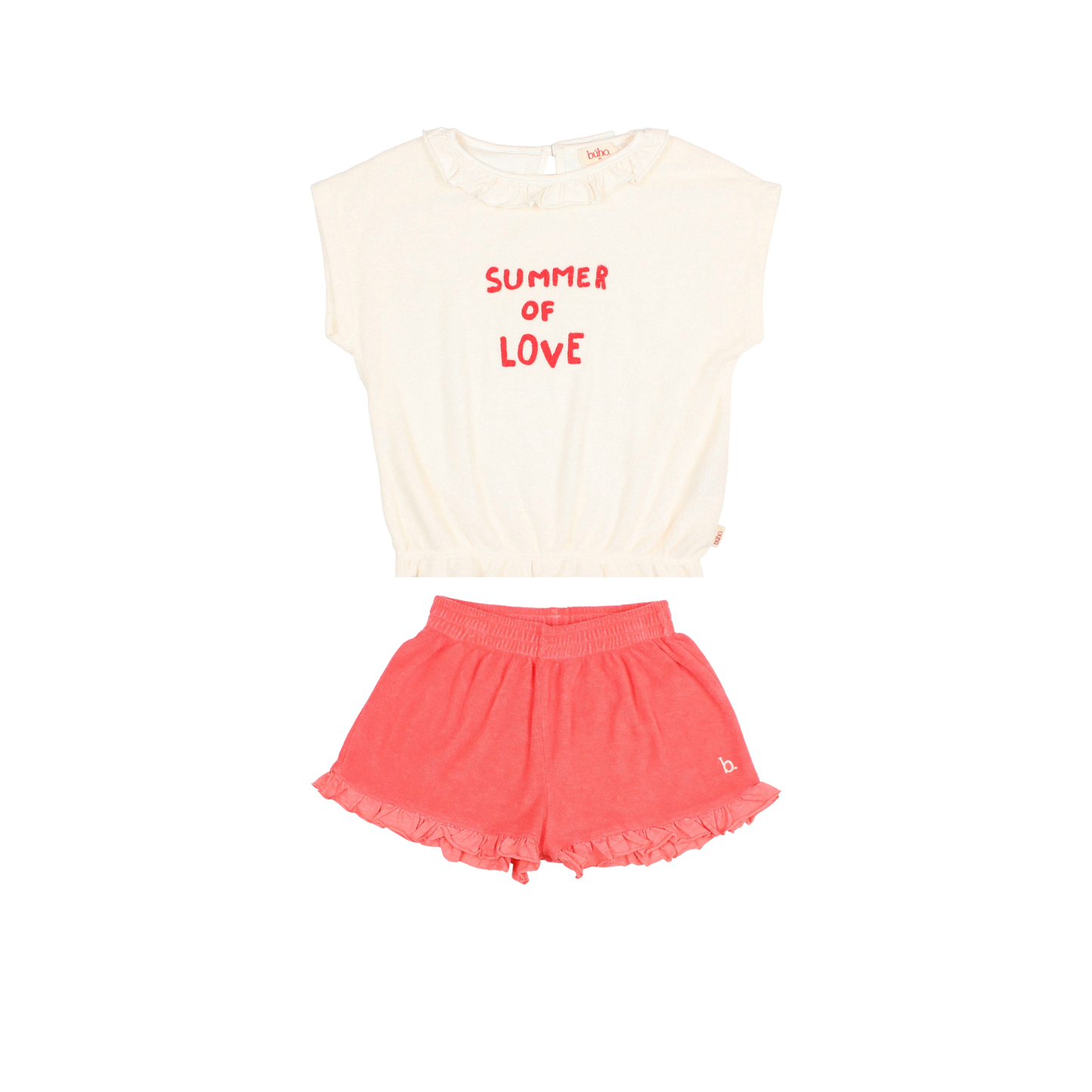 Buho Ecru/Coral Summer Of Love Shorts Sets