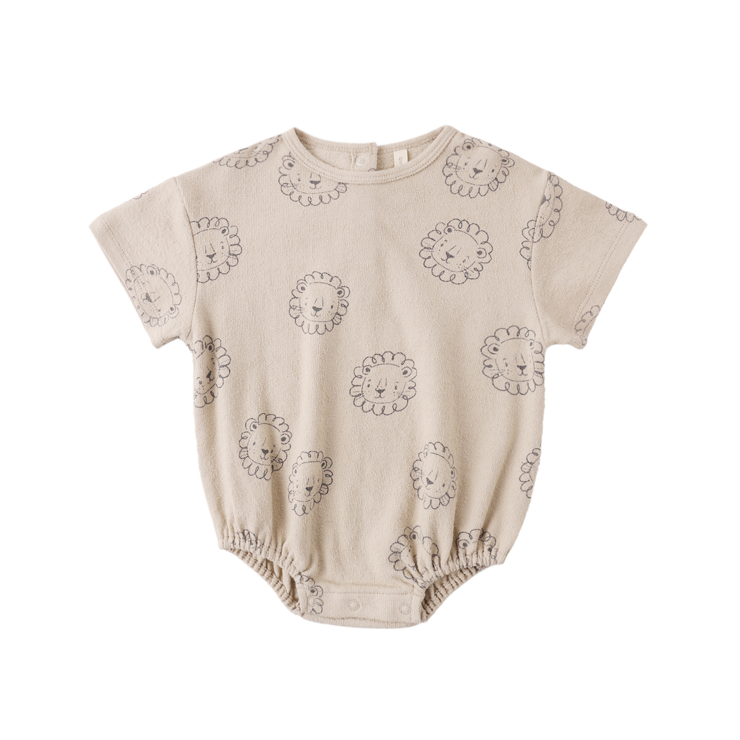 Quincy Mae Oat Lion Short Sleeve Bubble Romper
