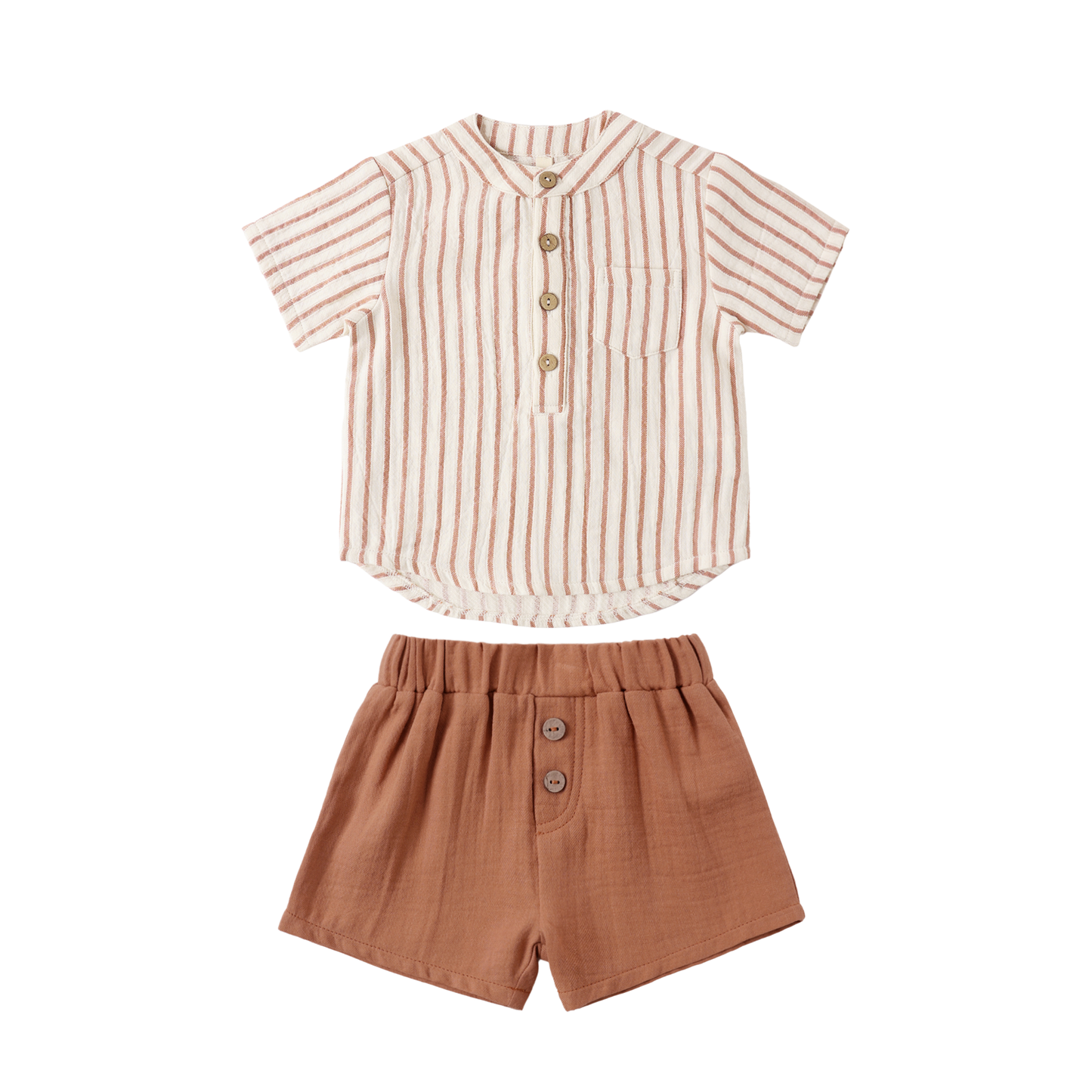 Quincy Mae Natural/Poppy Jaxson Vintage Stripe Shorts Set