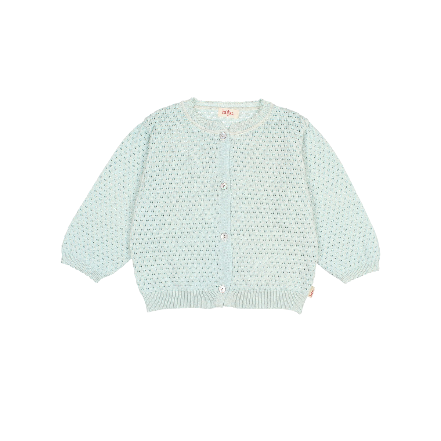 Buho Aqua Openwork Long Sleeve Cardigan