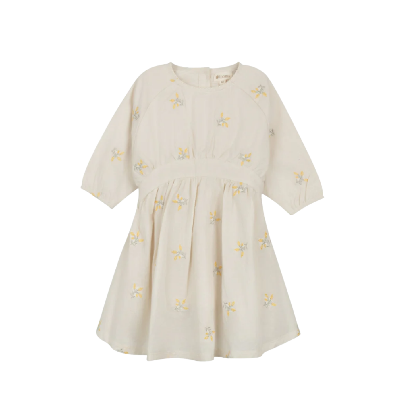 Looms Ivory Embroidered Floral Long Sleeve Dress