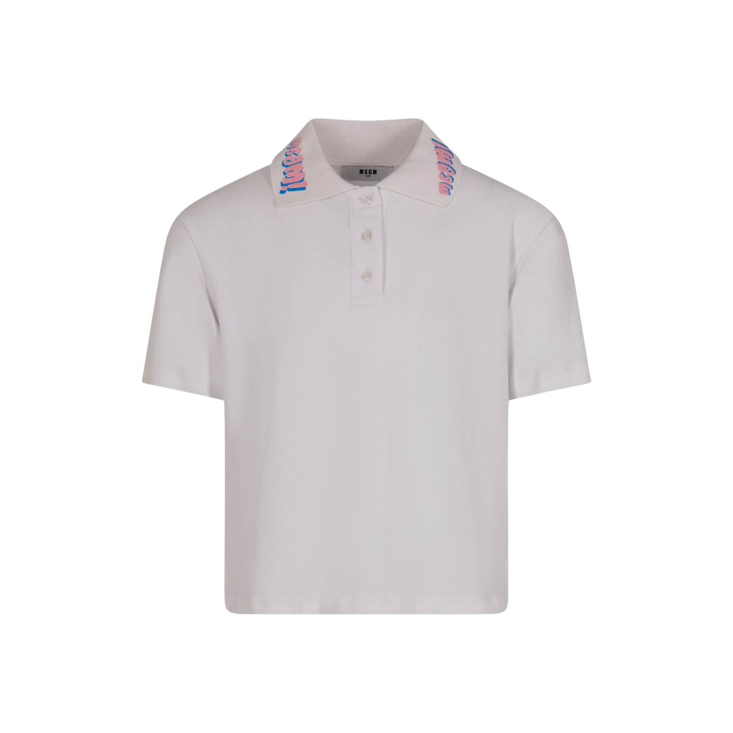 MSGM White Piquet Short Sleeve Polo