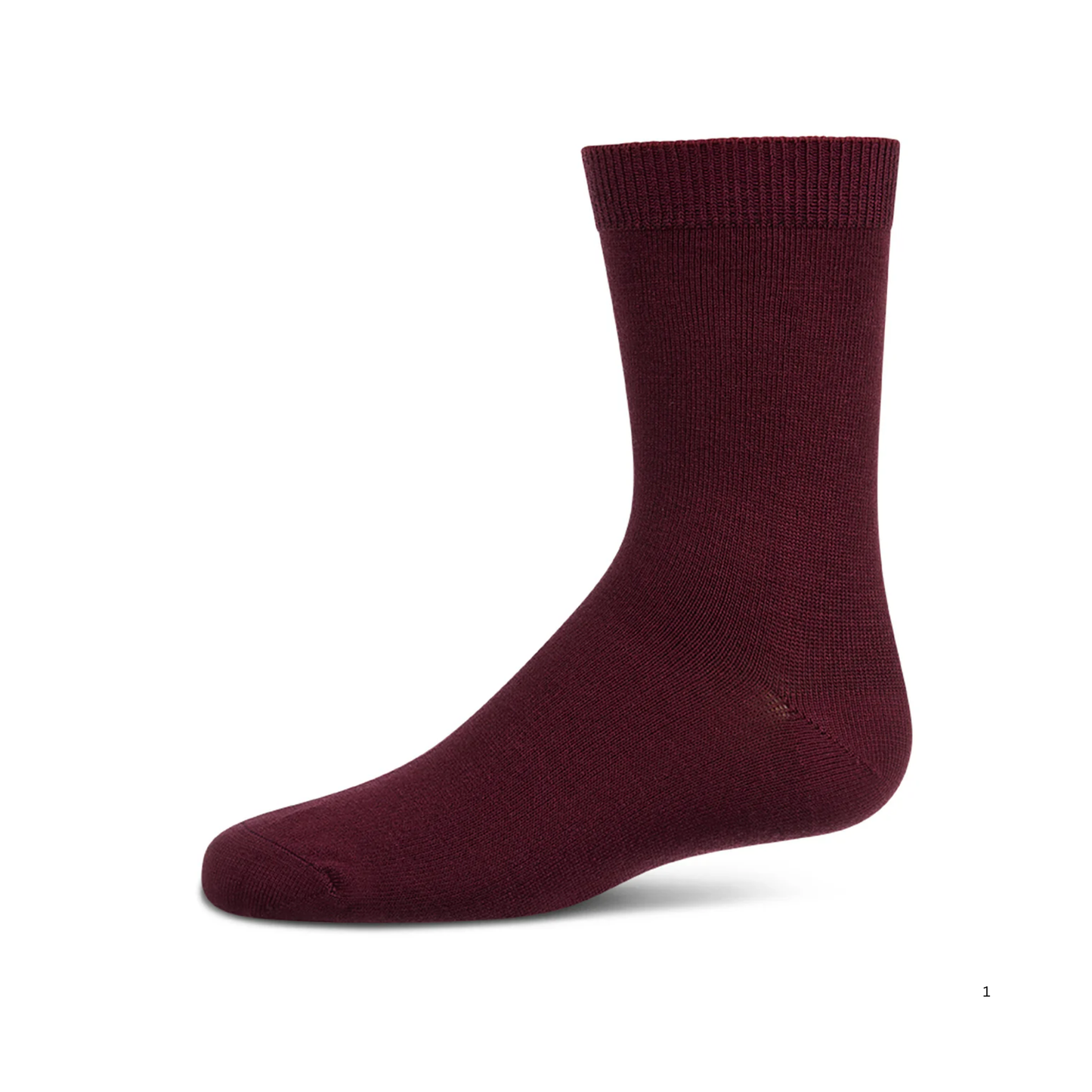 Memoi Toddlers and Kids Basic Soft Rayon from Bamboo Crew Socks Burgundy - Mk-6166