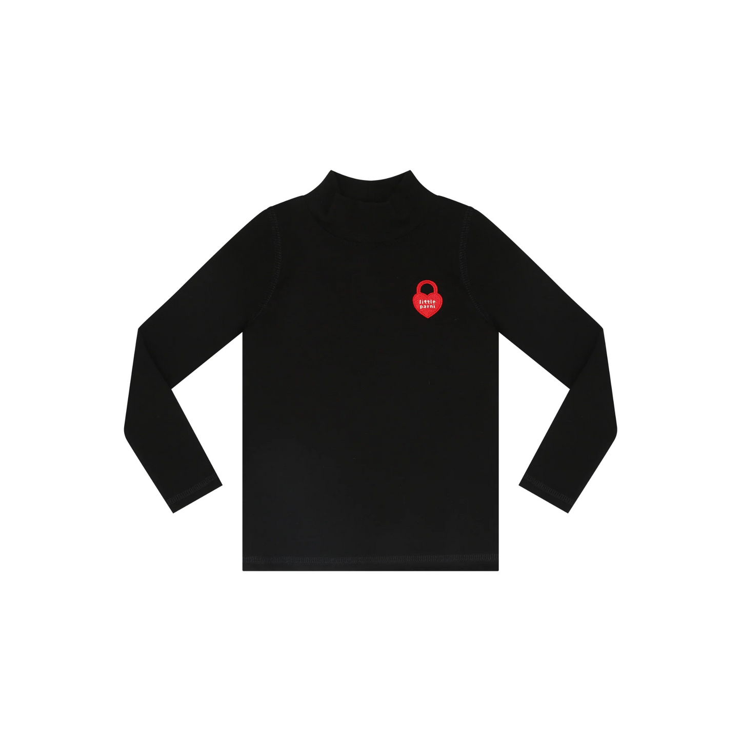 Little Parni Solid Mockneck Heart Top