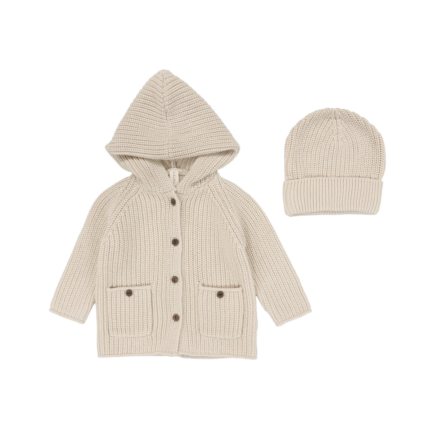 Lilette Chuncky Knit Jacket With Beanie