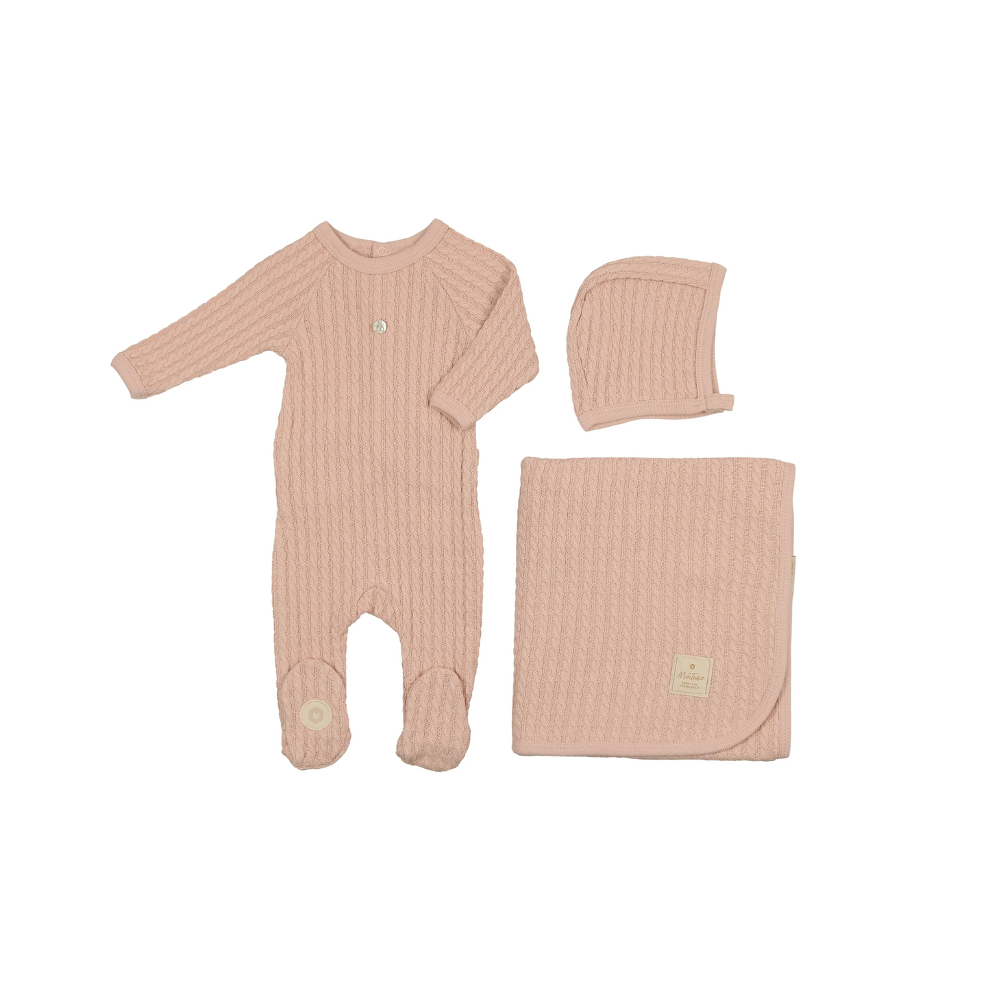 Mon Tresor Cable Knit Footie Set
