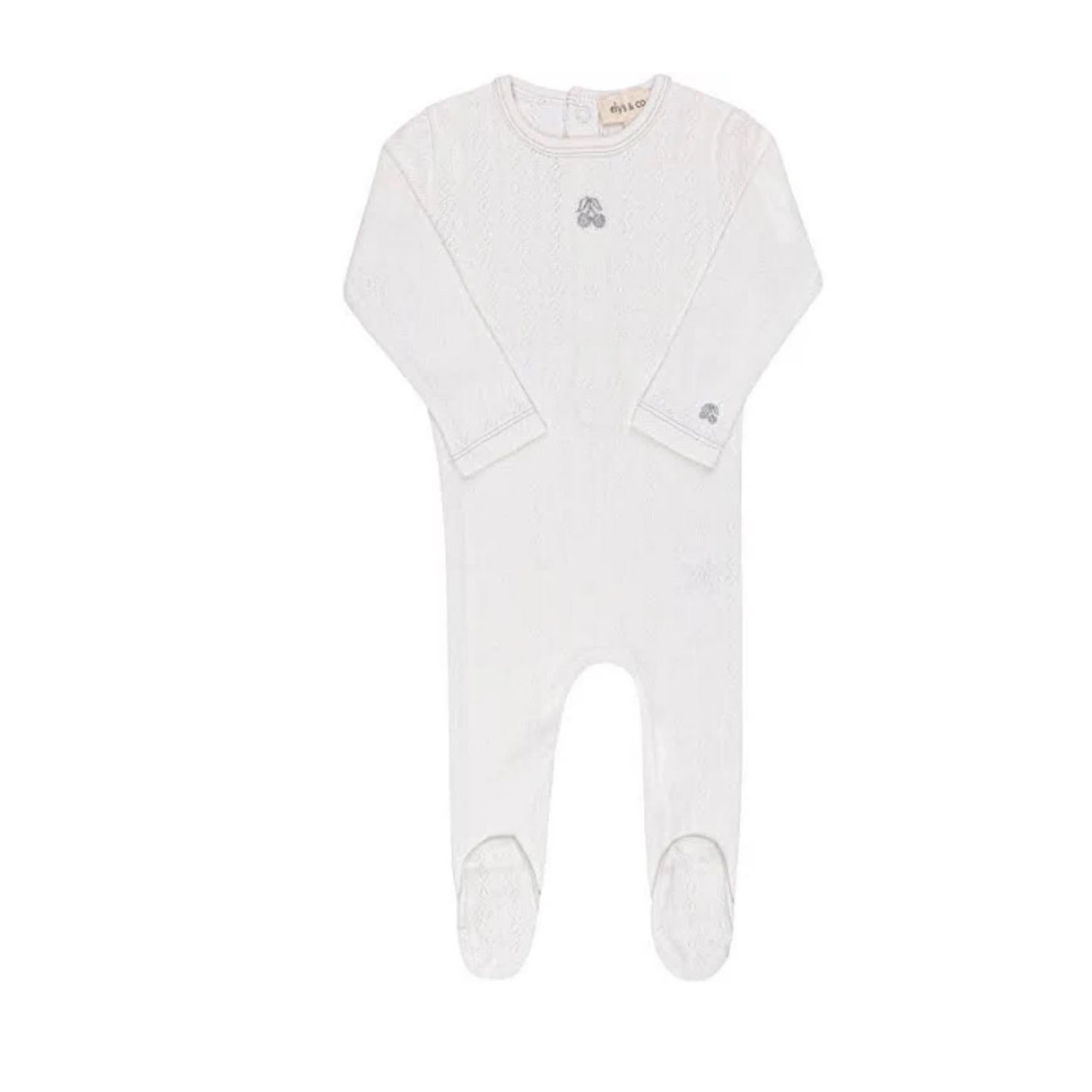 Ely's & Co Embroidered Cherry Pointelle Footie