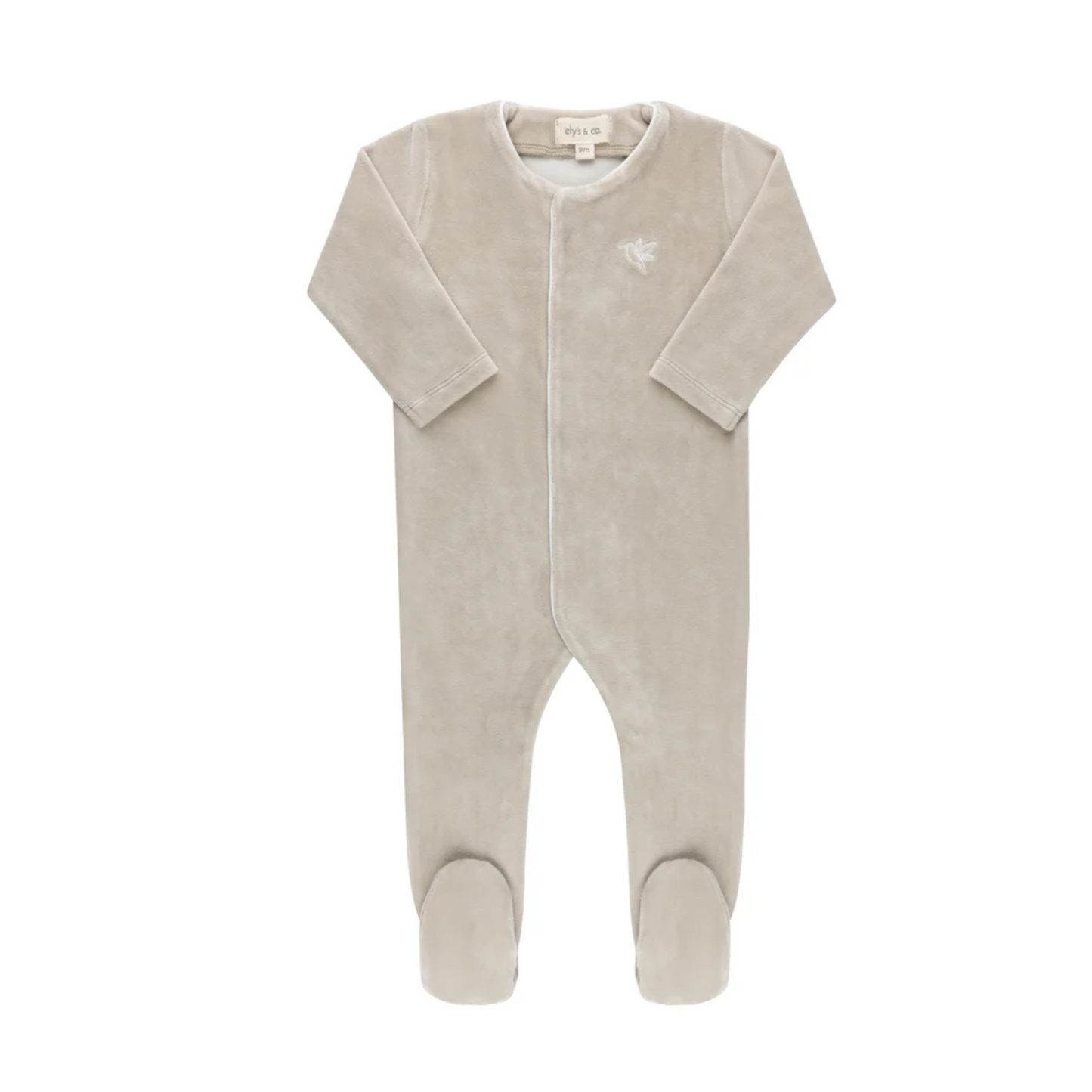 Ely's & Co Velour Embroidered Bird Footie