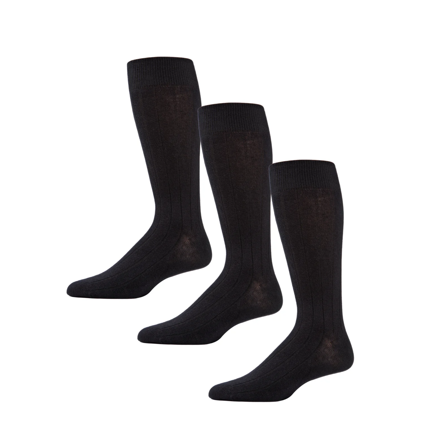 Memoi Mens Classic Wide Ribbed Crew Socks 3-Pack